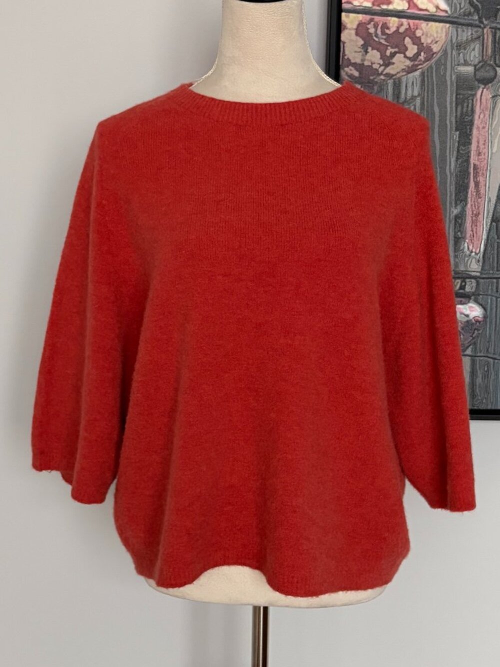 Bianco & Blu Orange Short Sleeve Sweater L
